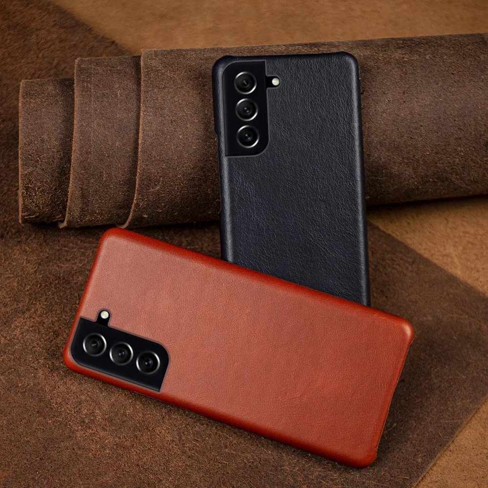 Hand Made Genuine Leather Cases For Samsung Galaxy S21 FE S20 S20FE 5G S20Plus Aesthetic Vintag Pattern Phone Shell Cover Back