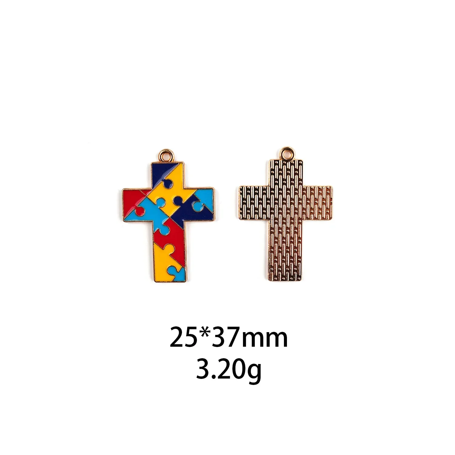10pcs Autism Pattern Cross Earth Red Ribbon Heart Puzzle DIY Metal Enamel Charms Pendants for Bracelet Earrings Jewelry Making