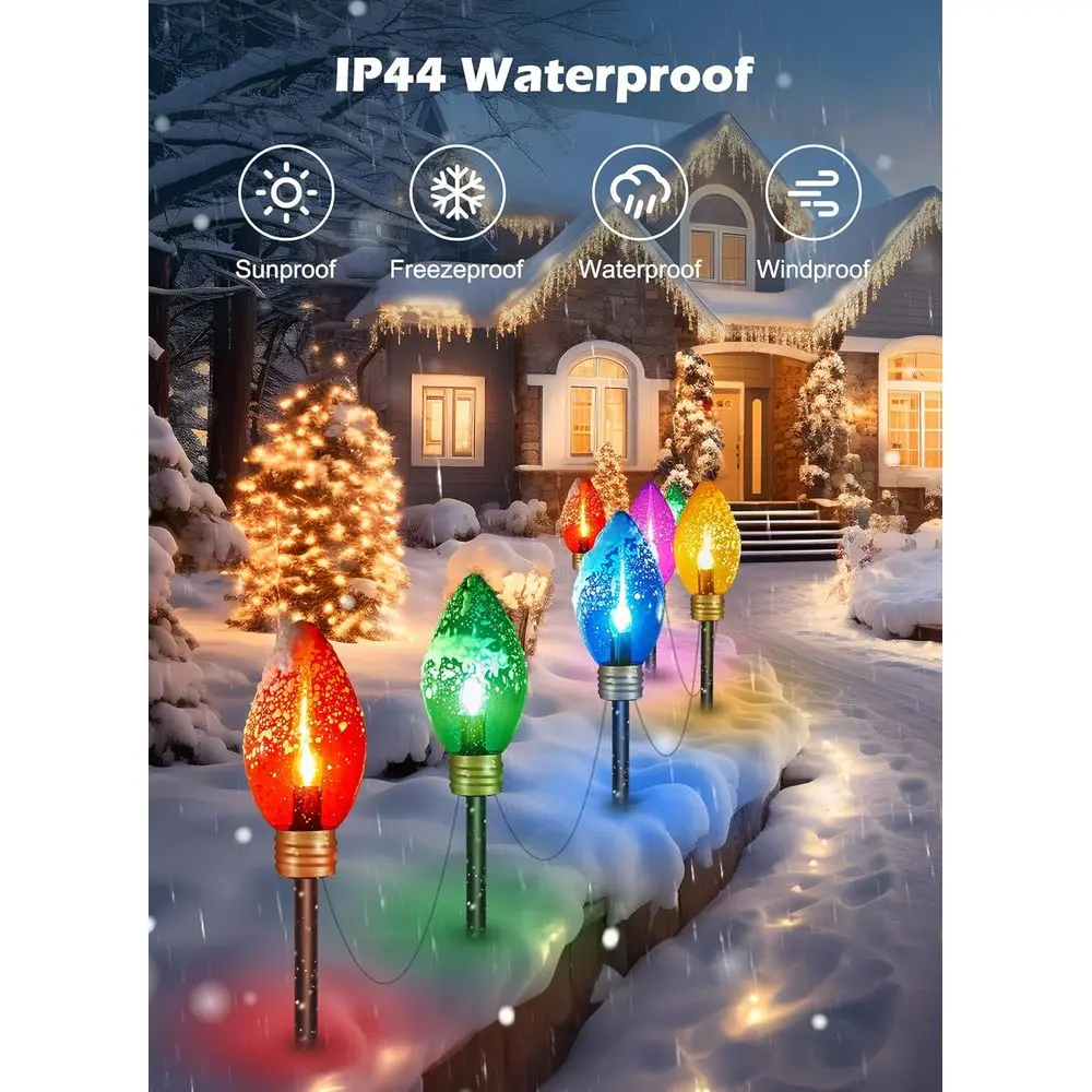 11ft 5 LED جامبو C9 أضواء عيد الميلاد في الهواء الطلق للمسار والحديقة، زينة متعددة الألوان مقاومة للماء لساحة العطلات والحديقة