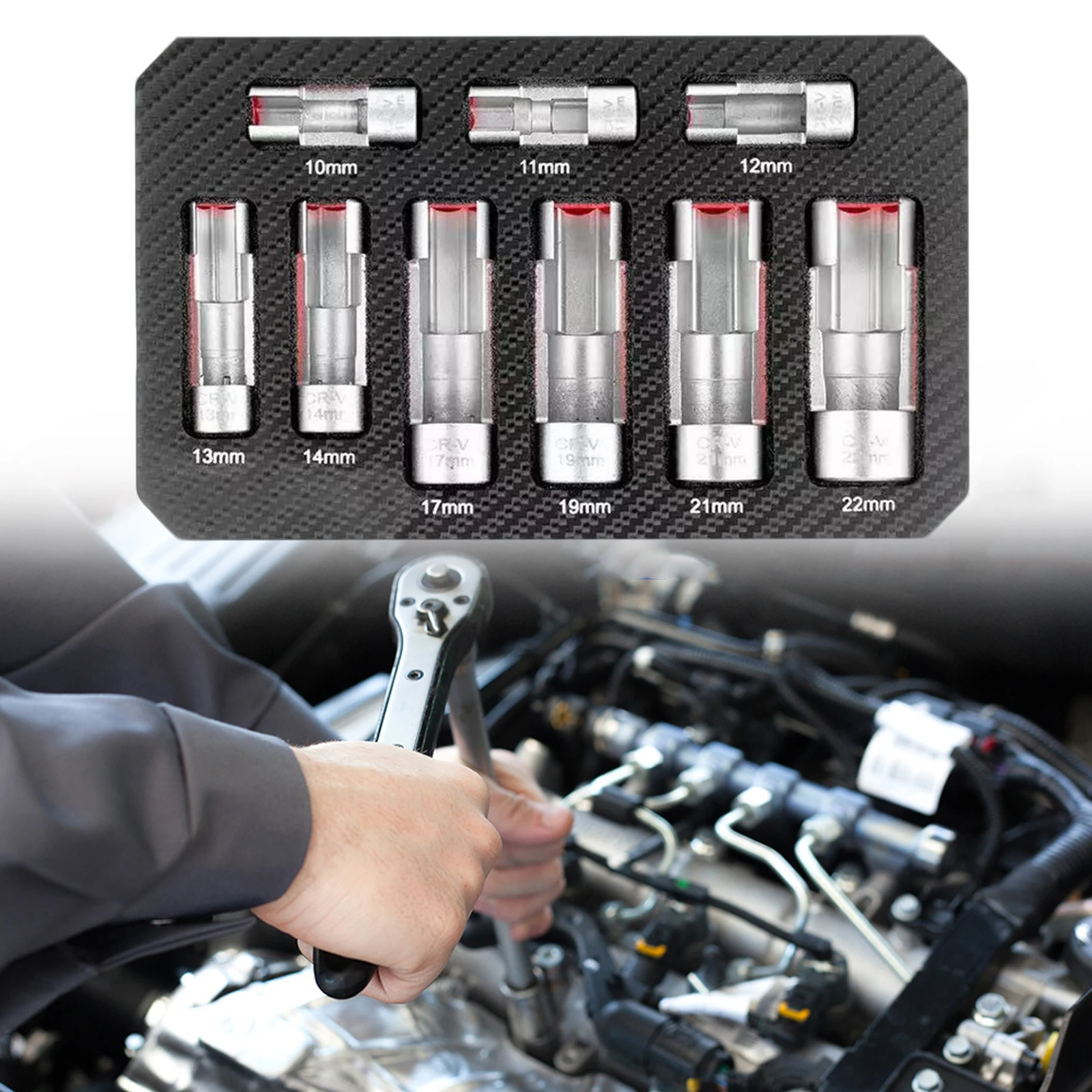 

9 Pieces Oxygen Sensor Socket Set Oxygen Sensor Wrench Removal Tool Oxygen Sensor Removal Socket Tool for Audi Mercedes & More