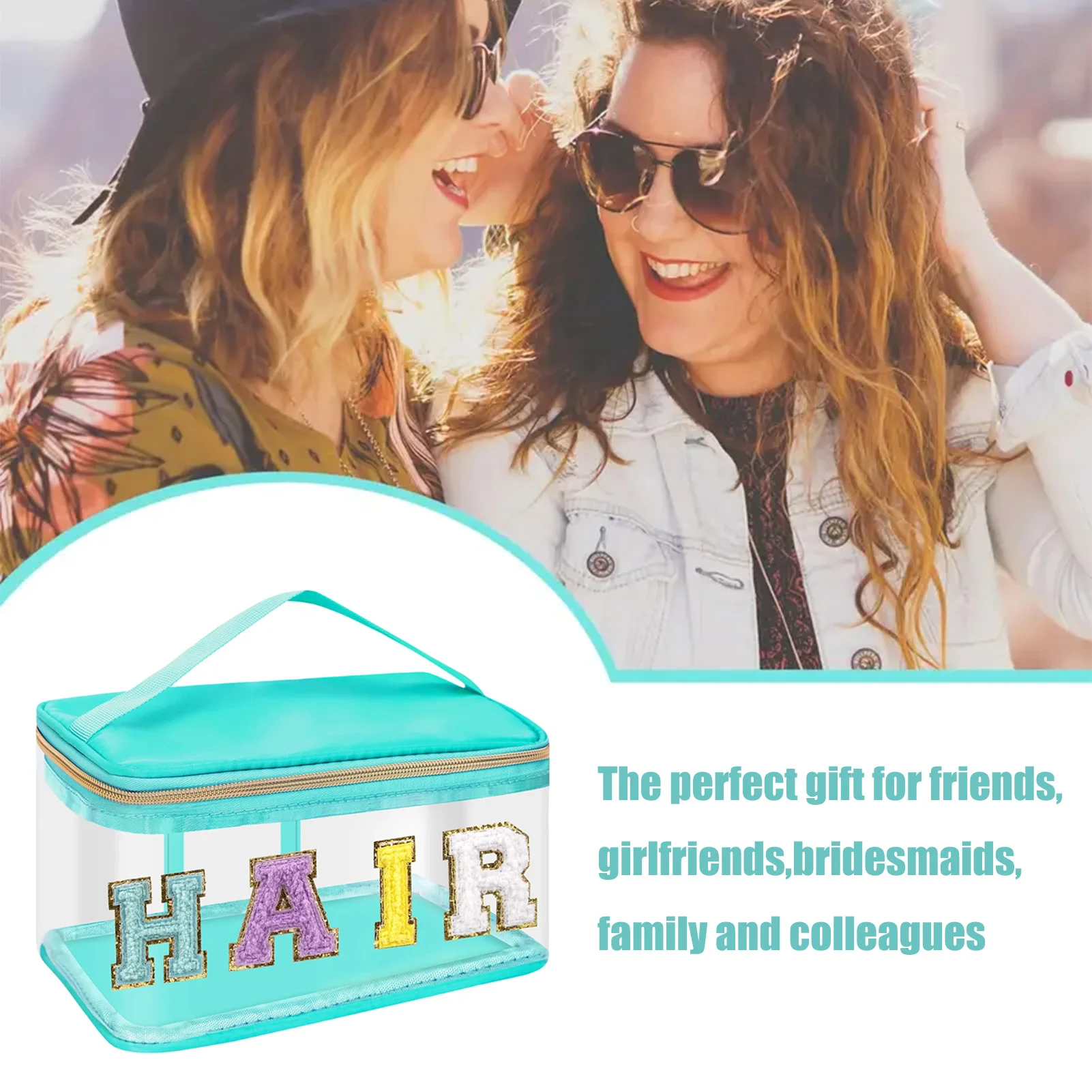 حقيبة مكياج شفافة ذات سعة كبيرة باللون الأخضر لتزيين حروف الشعر وحقيبة مستحضرات التجميل ومنظم أدوات الزينة للسفر للنساء والفتيات والحمام