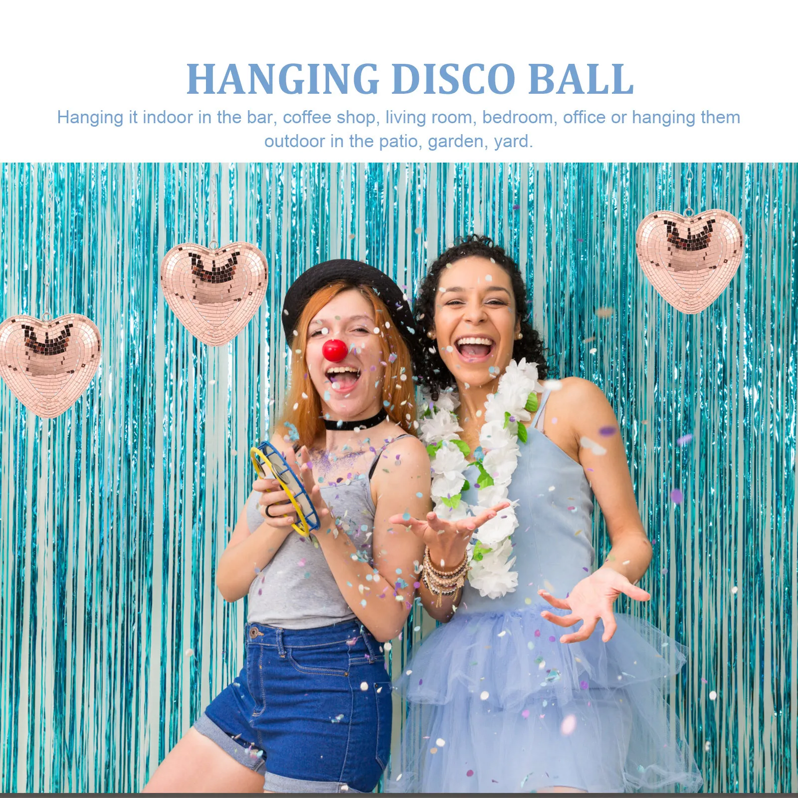 Heart Shaped Hanging Disco Ball Exquisite Mirror Finish Party Decoration for Home Hotel Mall Indoor Outdoor Events