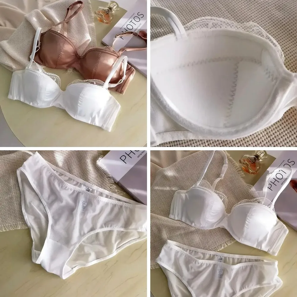 

Ultra-Thin Lace Half Cup Bra & Panty Set for Small Breasts, Push-Up Sexy Lingerie