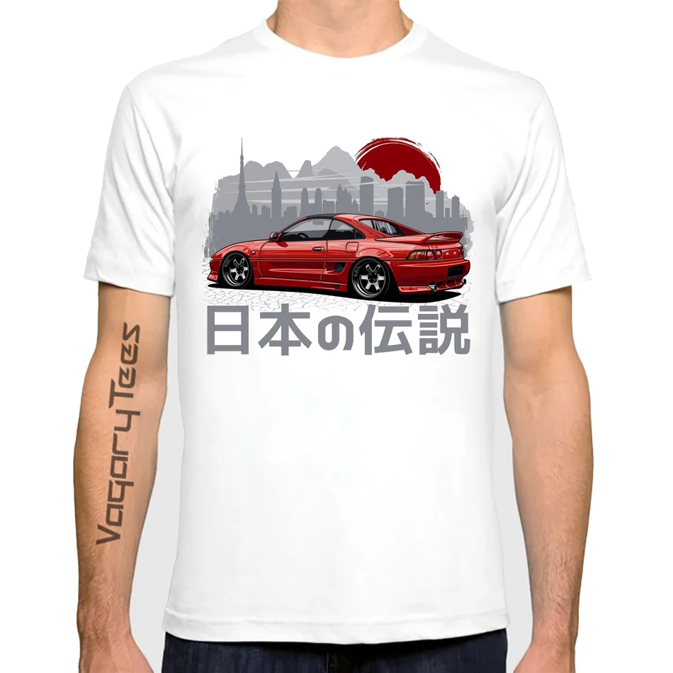 2026 Retro JDM Sports Car T‑Shirt for Men Japanese Kanji Auto Culture Graphic Short Sleeve O‑Neck Cotton Casual Tops