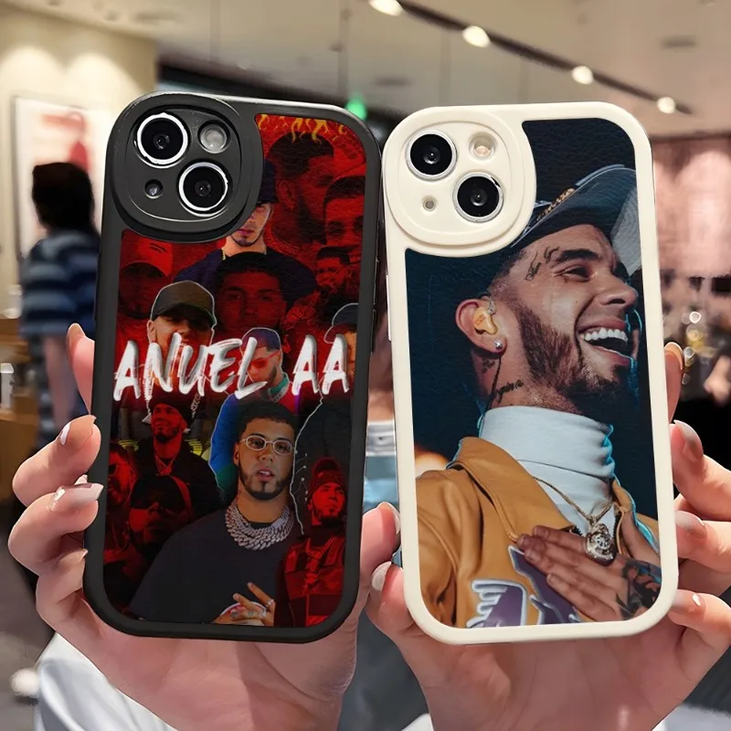 Rapper Anuel Aa Ozuna Phone Case Silicone For IPhone 12 13 14 11 Pro Max Mini Xs X Xr 7 8 Plus SE2020 Leather Texture Coque