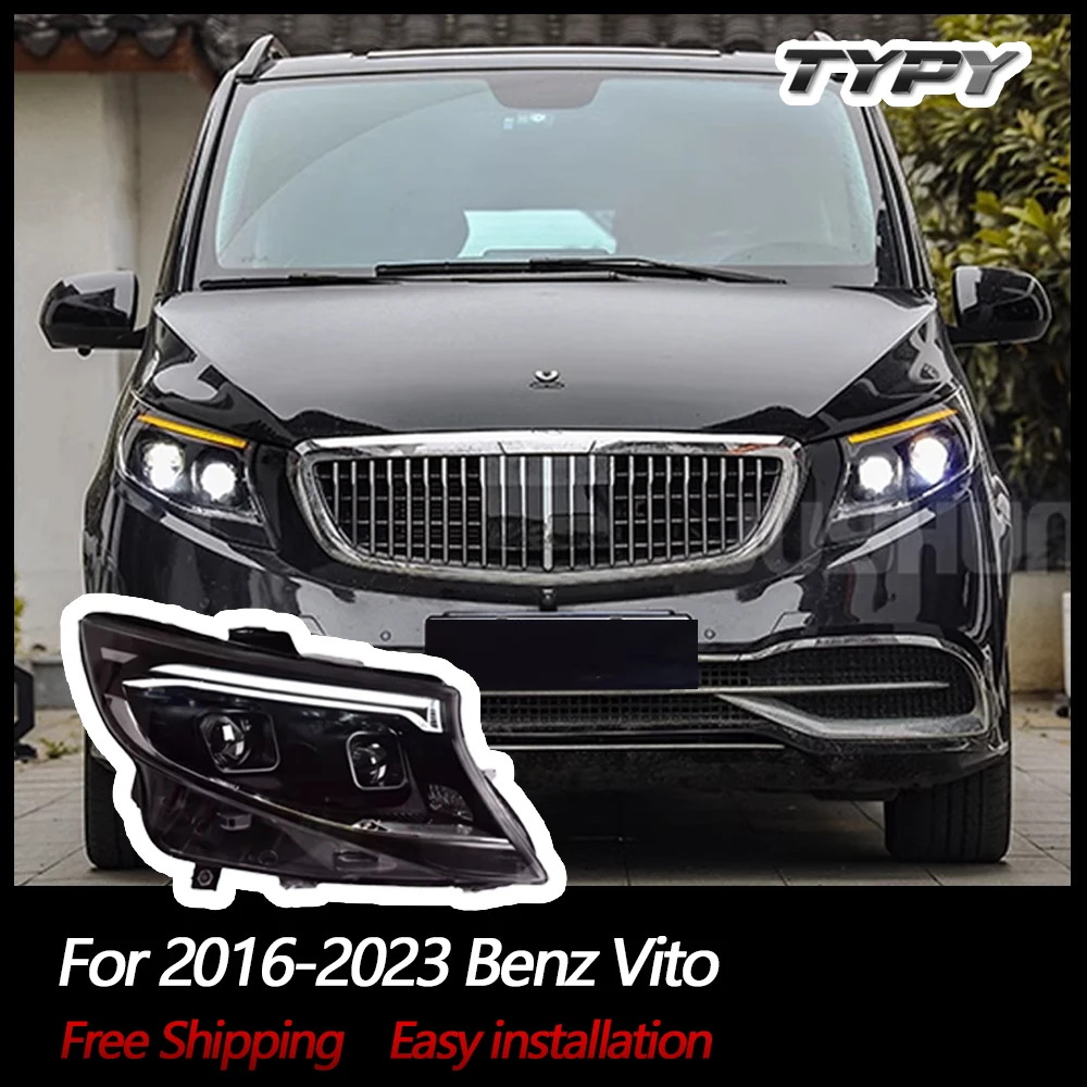 TYPY Car Headlights For Benz V-Class Vito 2016-2023 LED Car Lamps Daytime Running Lights Dynamic Turn Signals Car Accessories