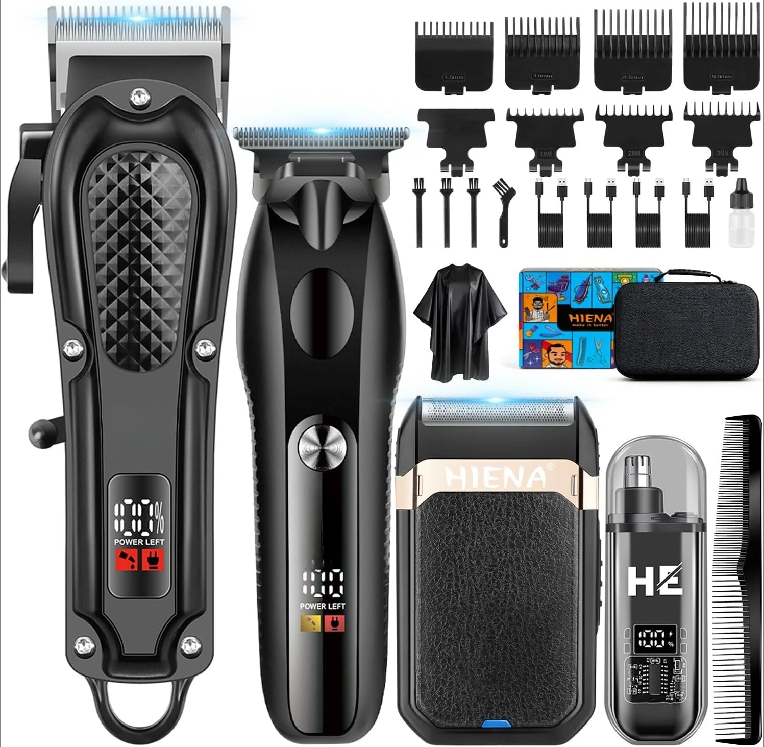 

Новый усовершенствованный профессиональный набор для стрижки волос 2026 года для мужчин: беспроводной триммер для волос, фолиевая бритва, триммер для бороды, триммер для носа