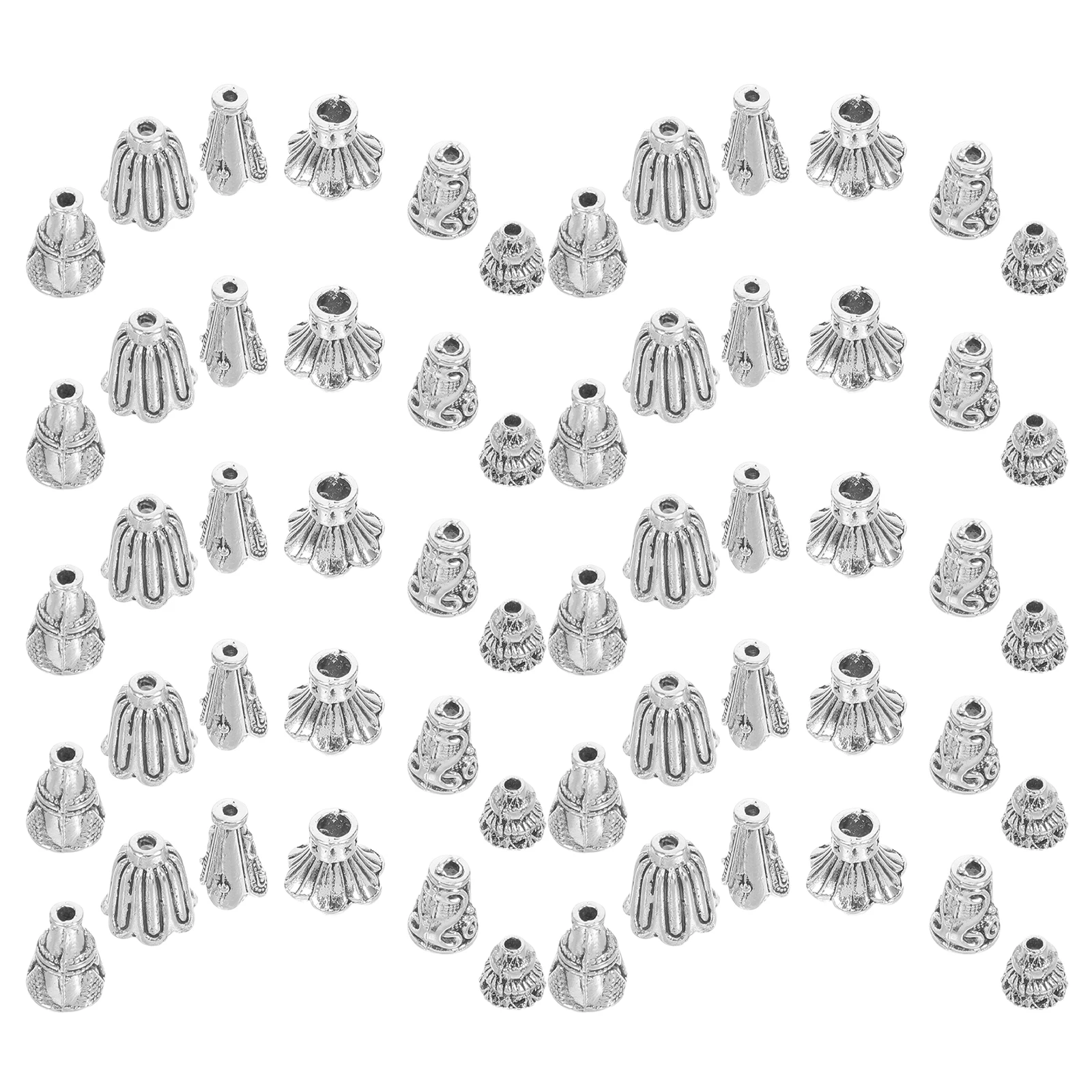

60Pcs Tibetan Style Bead Caps Trumpet Flower Alloy Metal Spacer End Findings Jewelry Making Necklaces Bracelets Crafts
