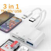 For iOS to SD TF Memory Card Reader 3 in 1 USB OTG Adapter with Charging Port for iPhone iPad Xiaomi Samsung Huawei MacBook