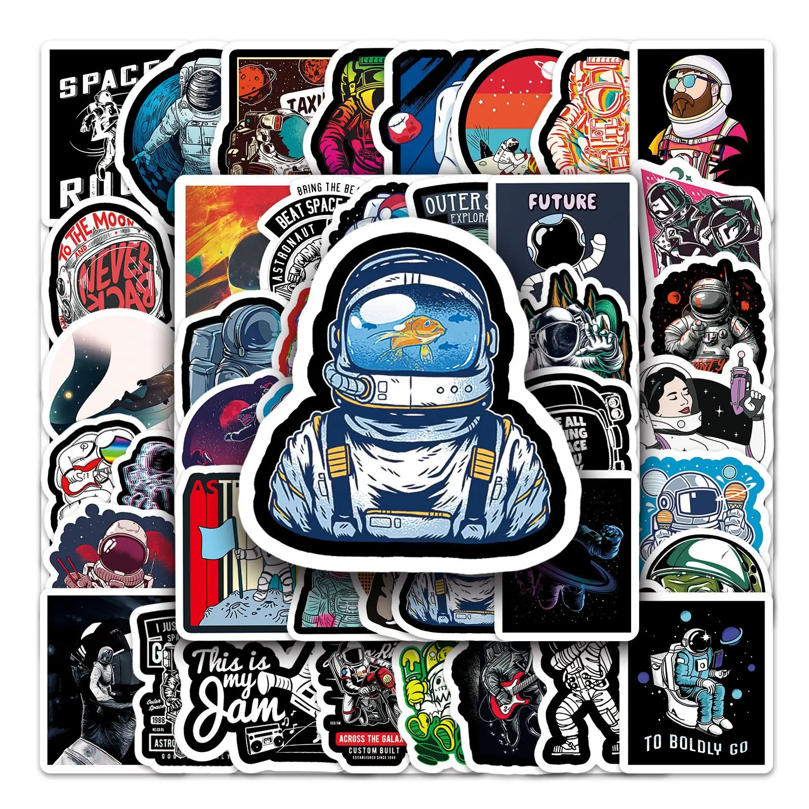 50 pegatinas de astronautas espaciales de ensueño, calcomanías espaciales para decorar portátiles, maletas, teléfonos, cuadernos y guitarras