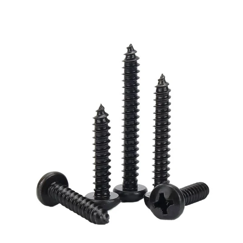 M1.4-M2.9 Black 304 Stainless Steel Cross Round Pan Head Self Tapping Wood Screws / Micro Phillips Wood Screws for DIY & Craft