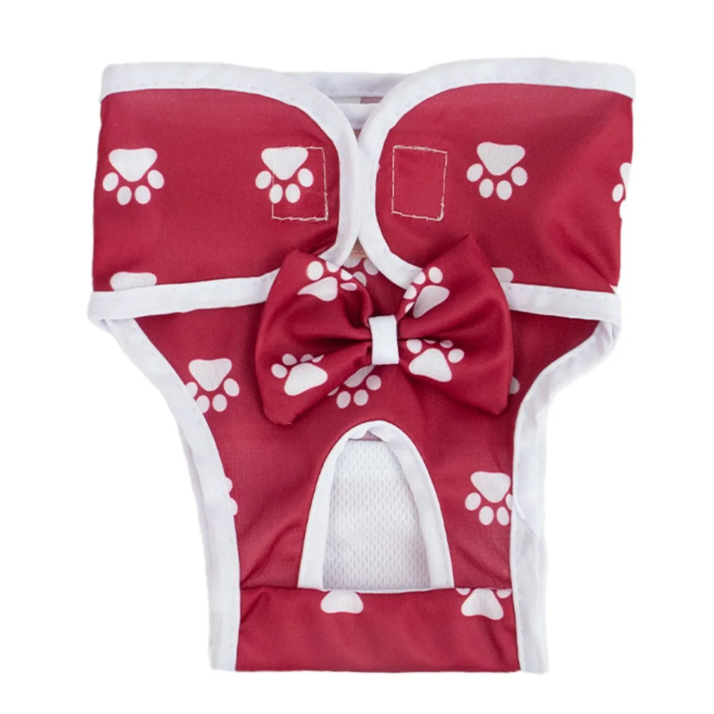 Washable Dogs Diaper Dog Paw Pattern Adjustable Pet Physiological Pants Breathable Cozy Dogs Menstruation Pants Pet In Heat