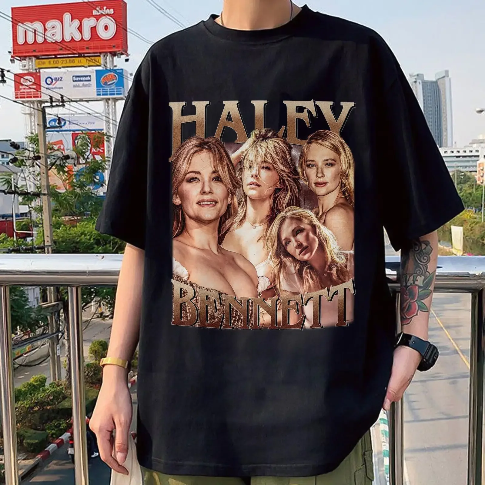 Haley Bennett Vintage Bootleg T Shirt Oversized Retro Softstyle vintage Washed streetwear Casual Versatile Comfortable
