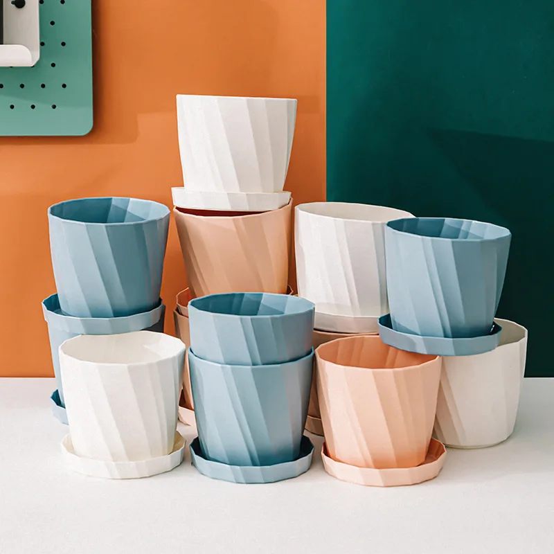 Large Resin Plastic Flower Pot For Succulents And Green Plants, New Ceramic White Breathable Creative Personality Simple JJ2513