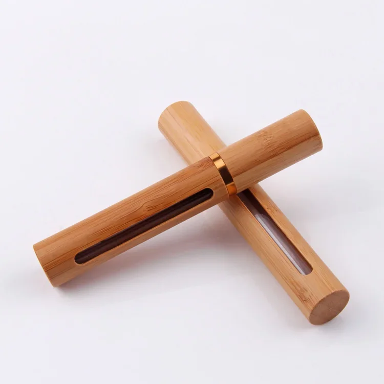 

enviromental Lip Gloss Containers Bamboo Lipgloss Tube Engraving Logo Lipgloss Packaging Box,costemic tools for travel portable
