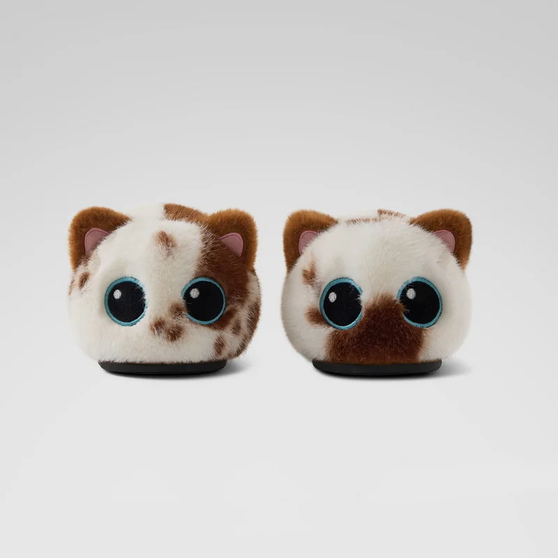 Kawaii Sternenaugen-Katzen-Hausschuhe, Plüsch-Hausschuhe für Damen, Winter-Hausschuhe, Plüsch-Hausschuhe für Damen, Tier-Hausschuhe, Indoor-Mules, Schlafzimmer-Slides, Schuhe – Detail 16