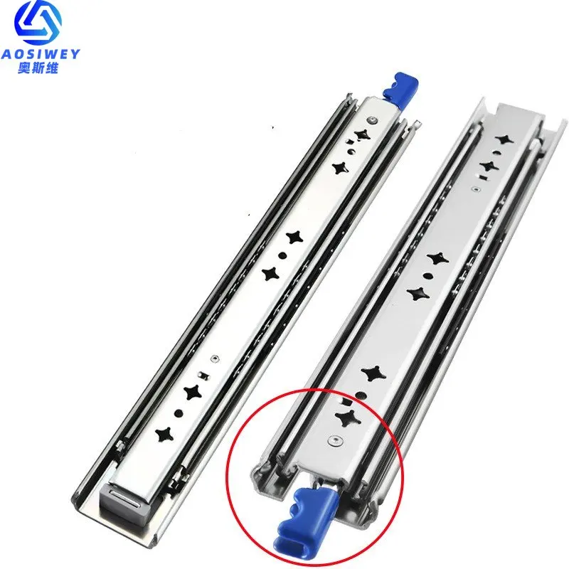 

Heavy Duty Drawer Slides with Lock 120KG Bearing Capacity 3 Fold Full Extension 53mm Wide Industrial Rail Drawer Runners