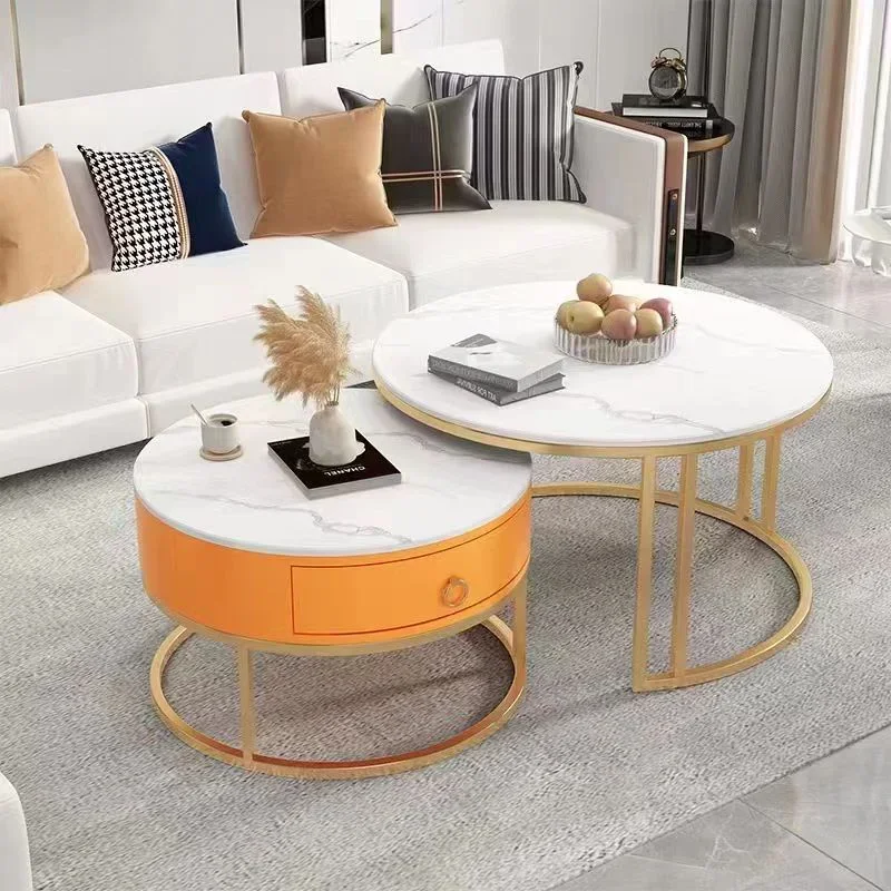 

Bedroom Nordic Round Coffee Table Center Desk Auxiliary Luxury Multifunction Sweet Table Dining Couch Stolik Kawowy Furniture