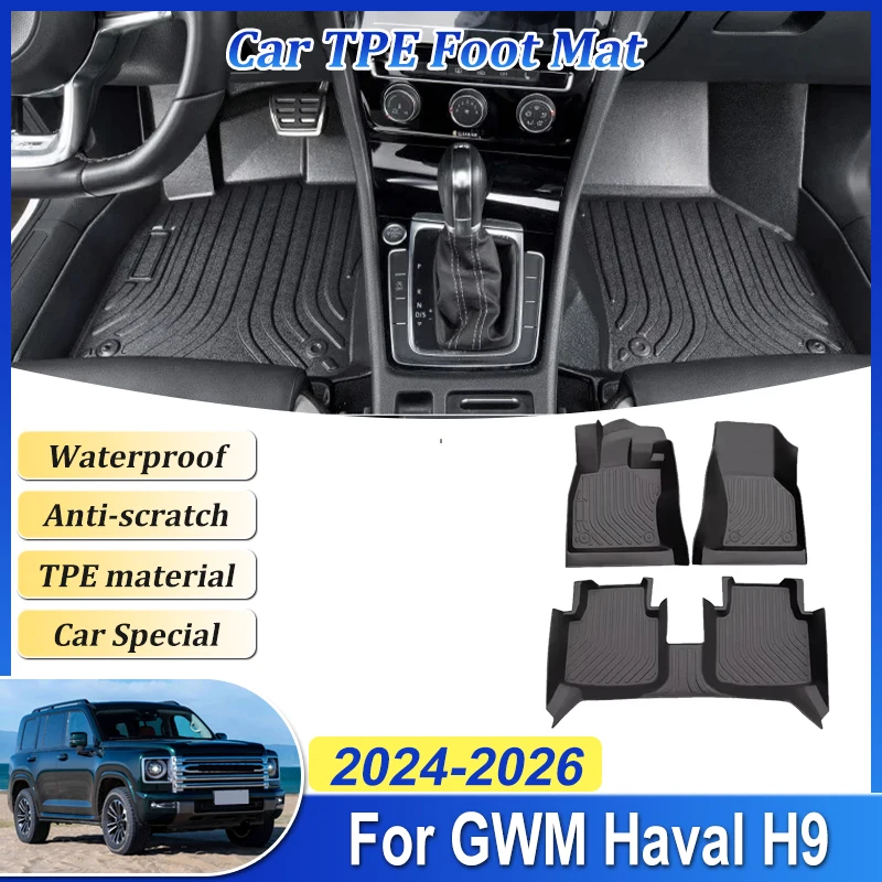 سيارة LHD الكلمة حصيرة ل GWM Haval H9 2024 2025 2026 5 مقاعد 7 مقاعد TPE البساط لوحة جلدية داخلية بطانة المضادة للخدش اكسسوارات #1