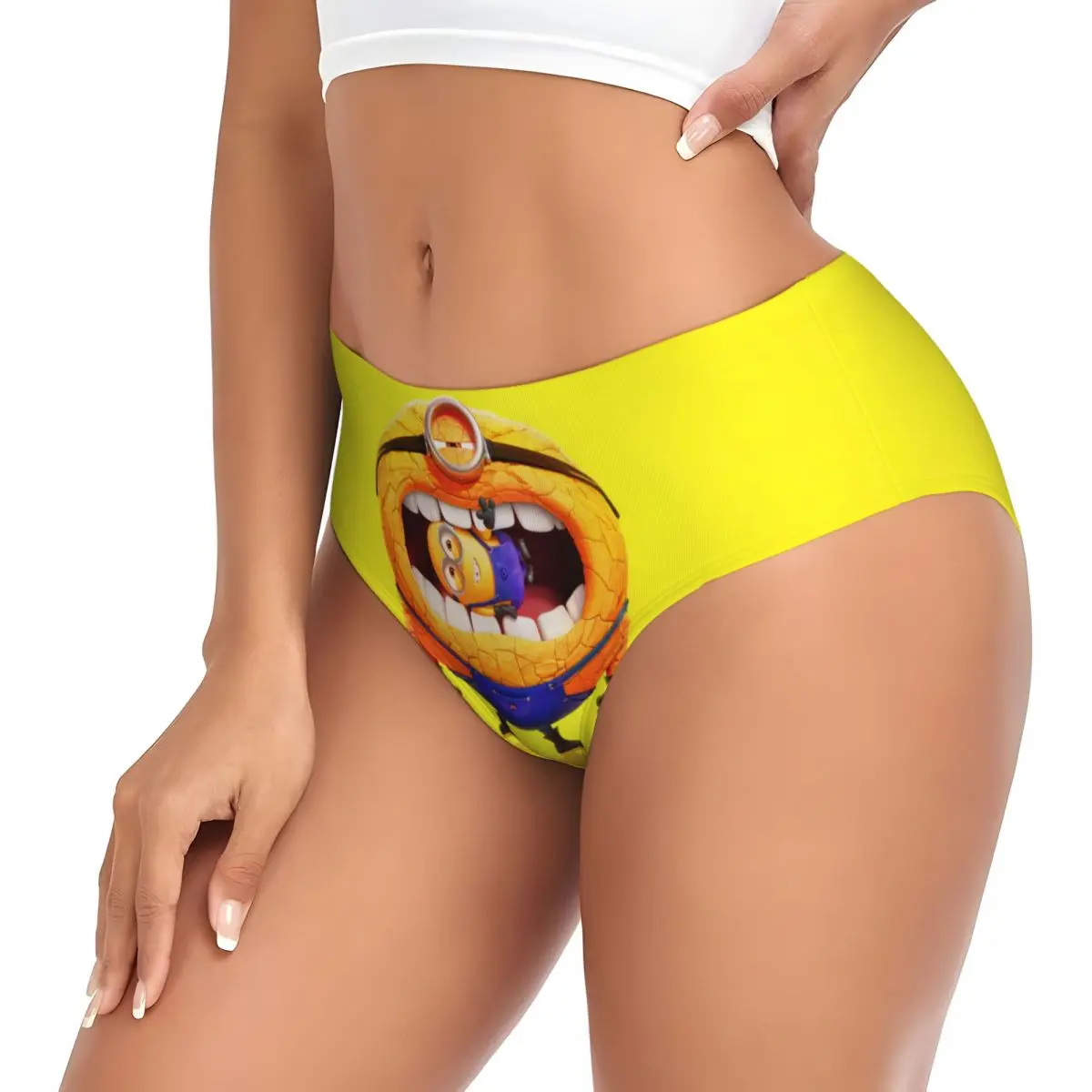 Custom Minions Animes Brief Panties for Women Breathable Stretch Underwear