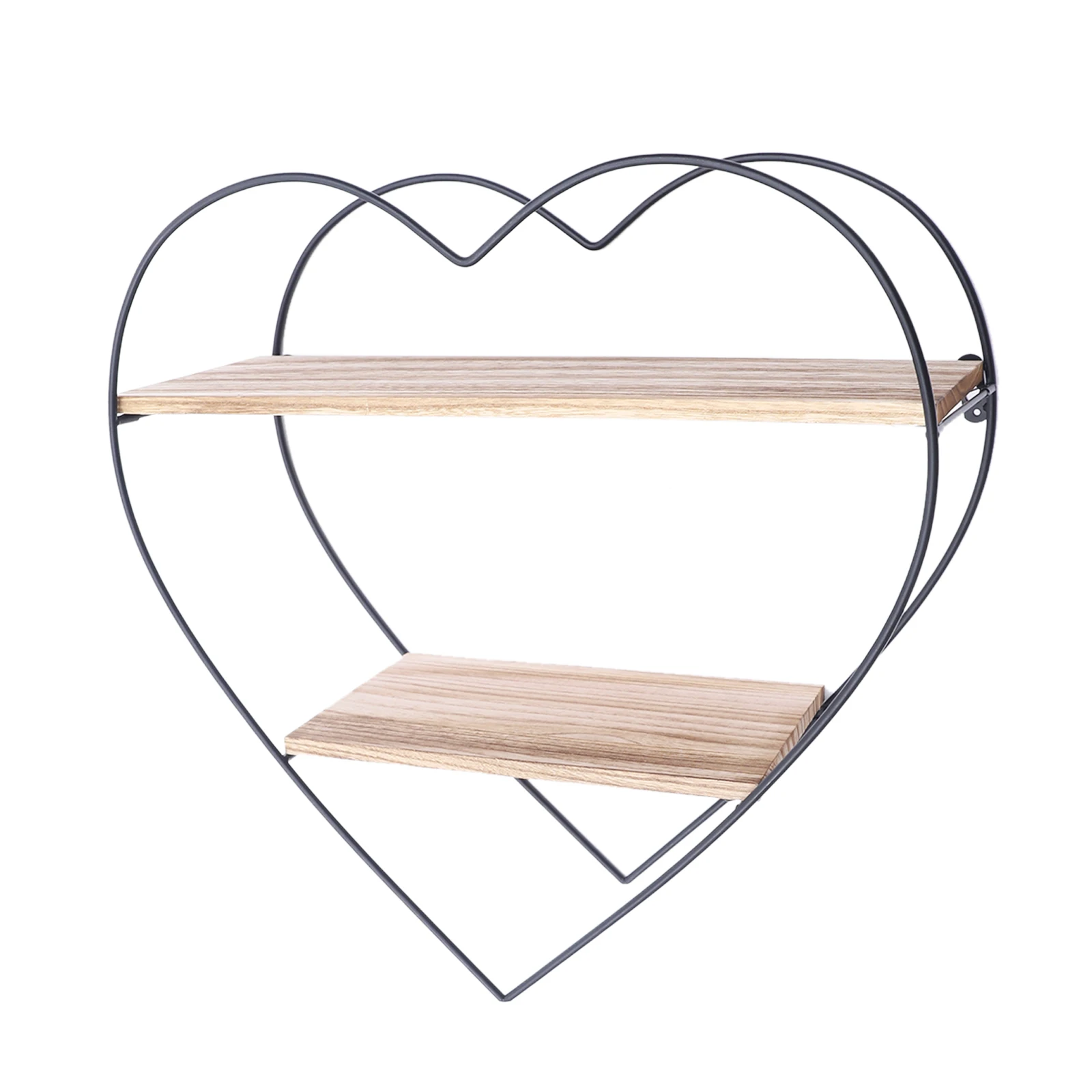Modern 2-Layer Heart Shape Wall Decor Stand Storage Rack Display Stand Metal
