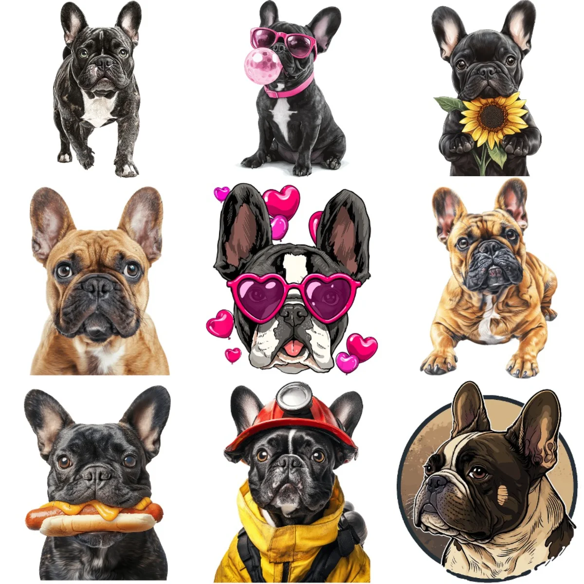 

French Bulldog Cute Pets Creative Color PVC Car Stickers for Car Bicycle Motorcycle Fridge Helmet Wall Decal Customizable Size