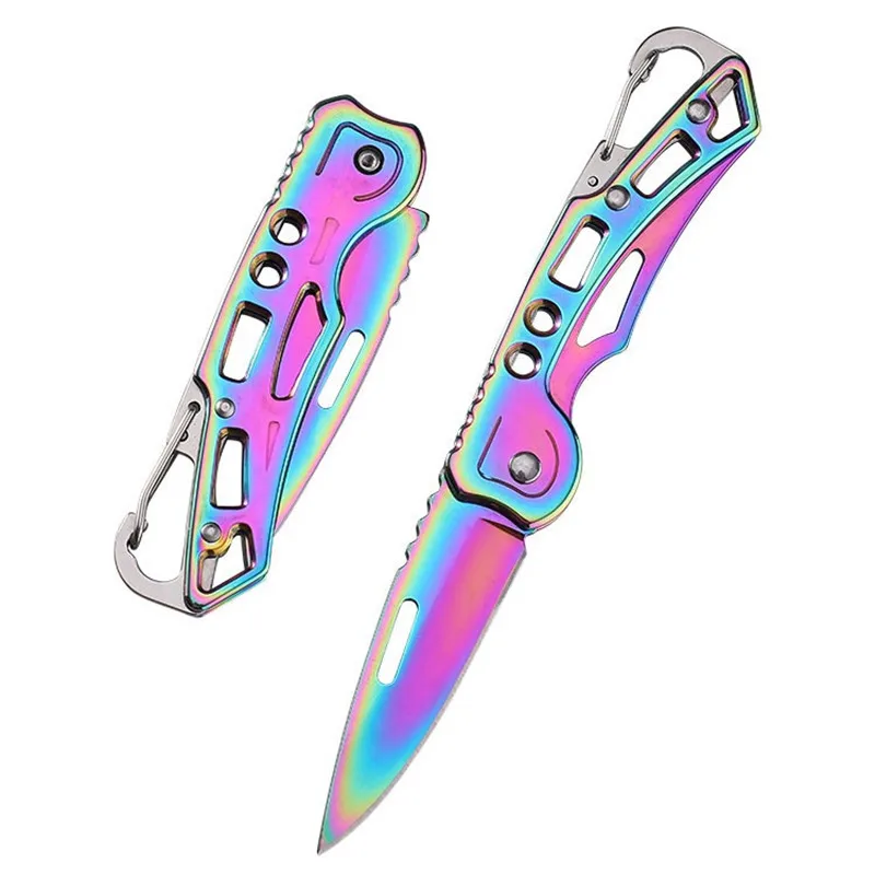 Outdoor Folding Pocket Knife Stainless Steel Fruit Knife EDC Carry Keychain Folding Knife Multifunctional Pocket Knife