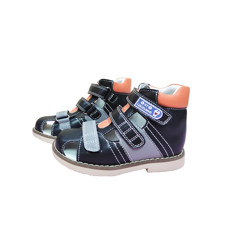 Enfants Orth4WD Chaussures Pour Enfants Sandales D\'école En Cuir Noir Toddler Tip Toe Flatfoot Chaussures Avec Arc Soutien Size22-33