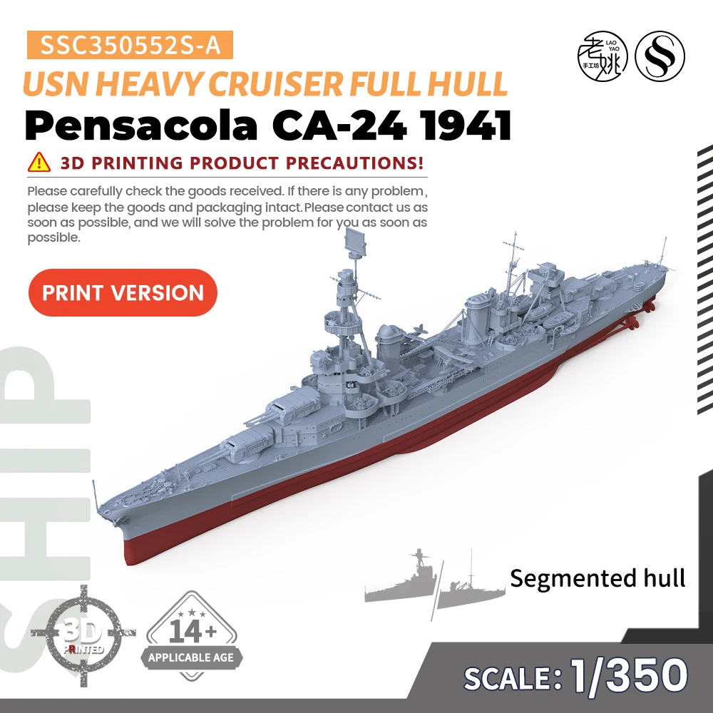 

SSMODEL SSC350552S-A 1/350 Military Model Kit USS Pensacola CA-24 Heavy Cruiser 1941 Full Hull