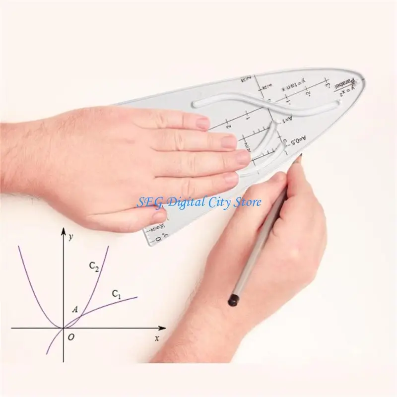 U75B Ergonomic Cosine Geometry Ruler Parabolic Stencil Cosine Ruler For Students And STEM Professional