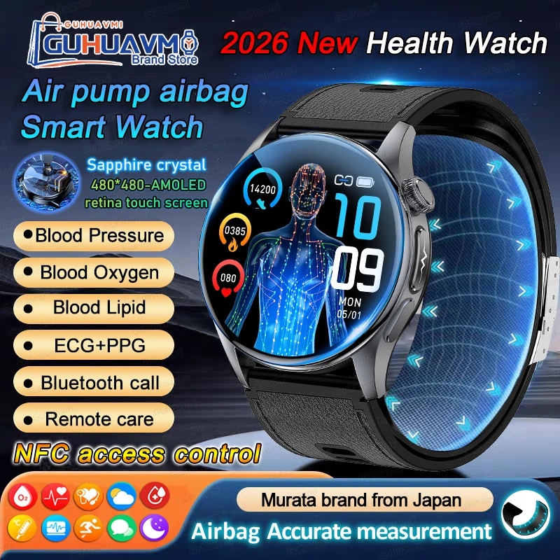 Reloj Inteligente ECG+PPG para Hombre, Bomba de Aire Murata, Presión Arterial, Reloj Inteligente EDA 4PD, Reloj de Oxígeno en Sangre Dinámico de Precisión Multicanal