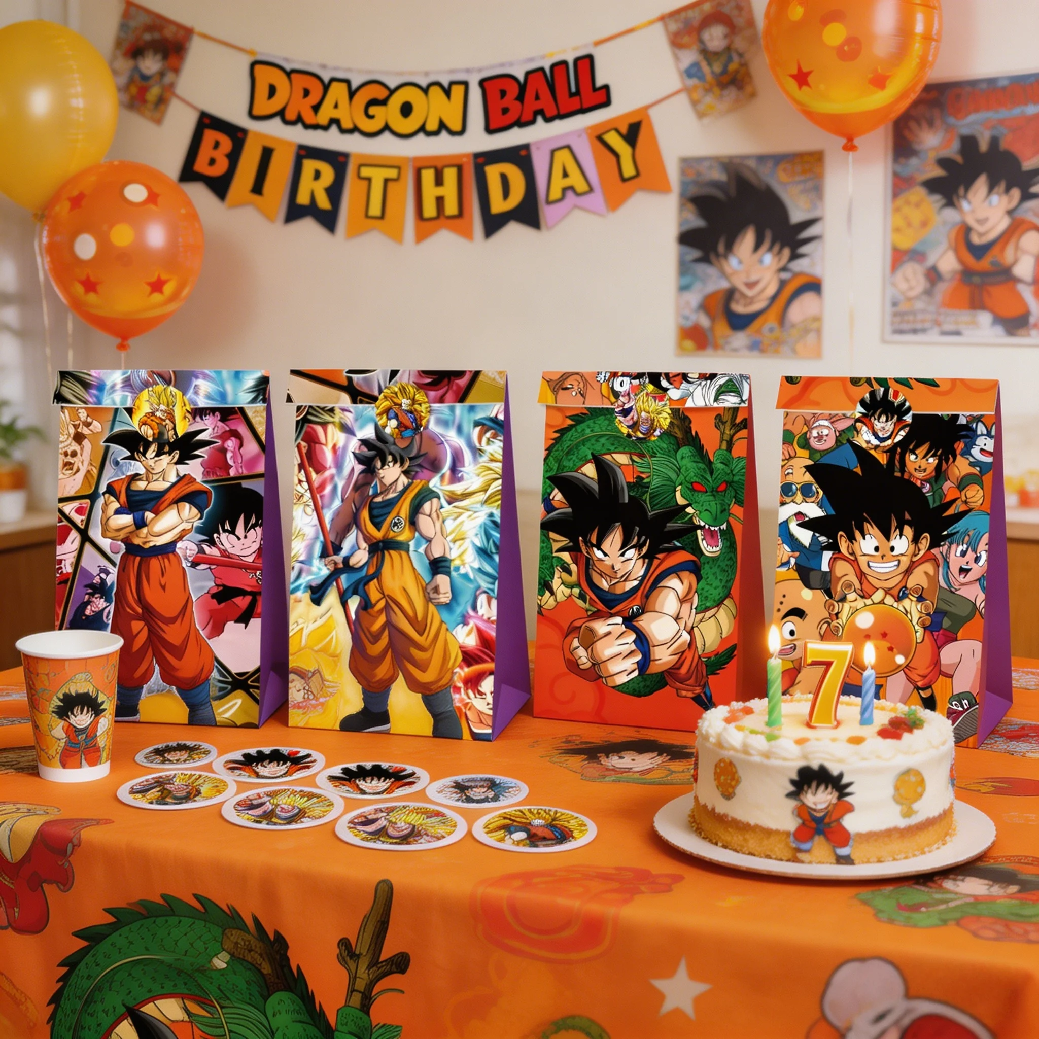 12/24 Stück Dragon Ball Party-Geschenktüten mit Aufklebern Anime-Thema Geburtstagsgeschenk Glückstüten – Detail 2
