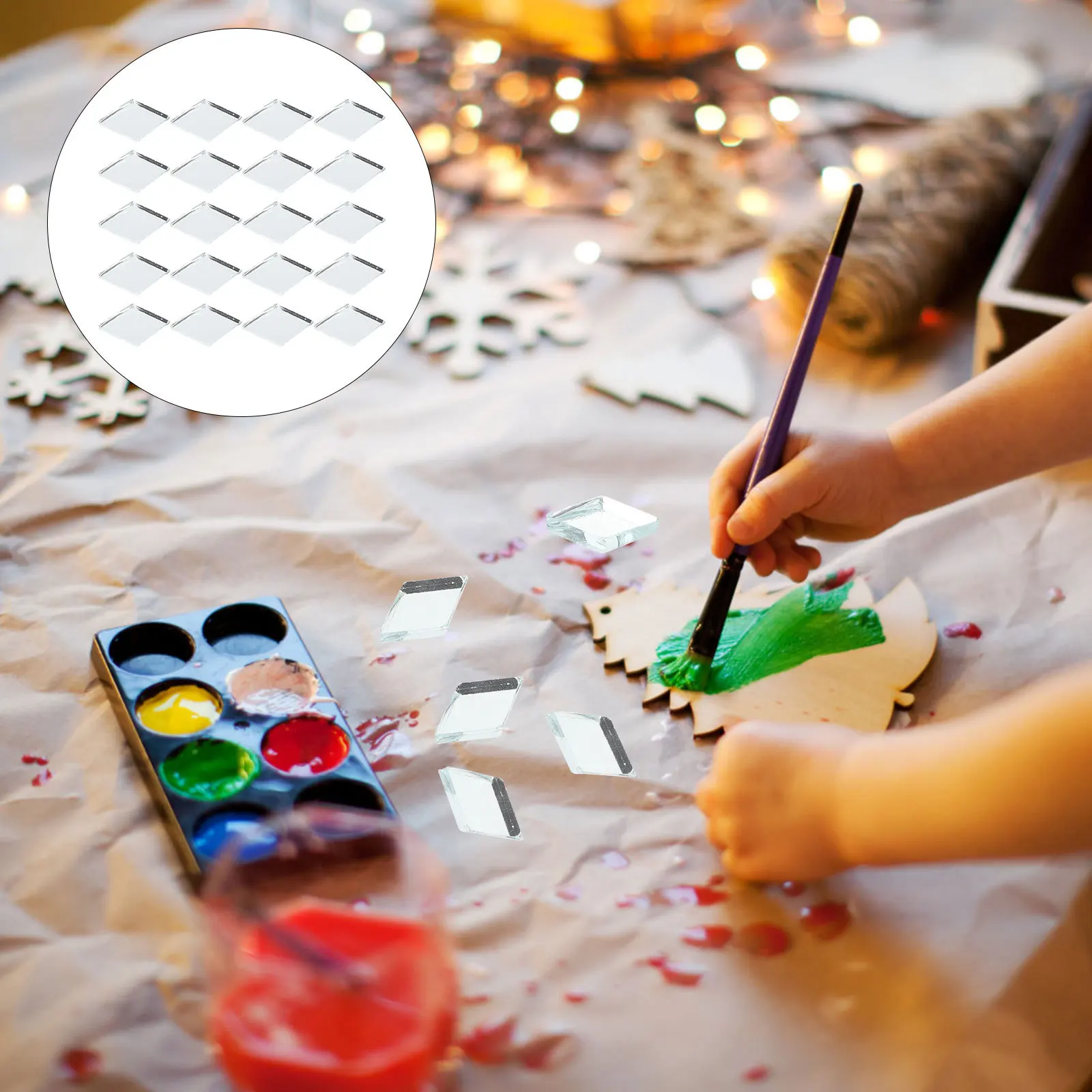 

Diamond Shape Mirror Tiles Creative Safe Glass Pieces DIY Accessories Craft Supplies for Kids Parent-Child Activities