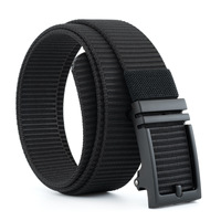 3.4CM X 120CM Student Canvas Belt Alloy Toothless Automatic Buckle Casual Trendy All match Men Black Green  Clothing Accessories