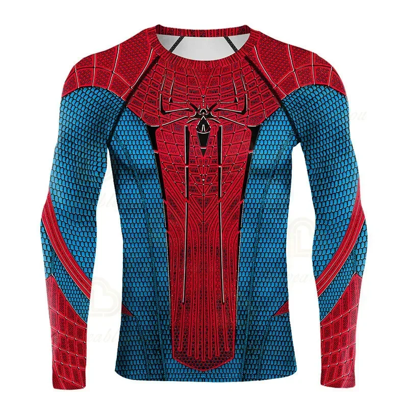 Dis New 3D Printing Comic Retro Spider T-shirt Long-sleeved Fashion Summer T-shirt Cosplay Costume Top Quick-dry Men T-shirt