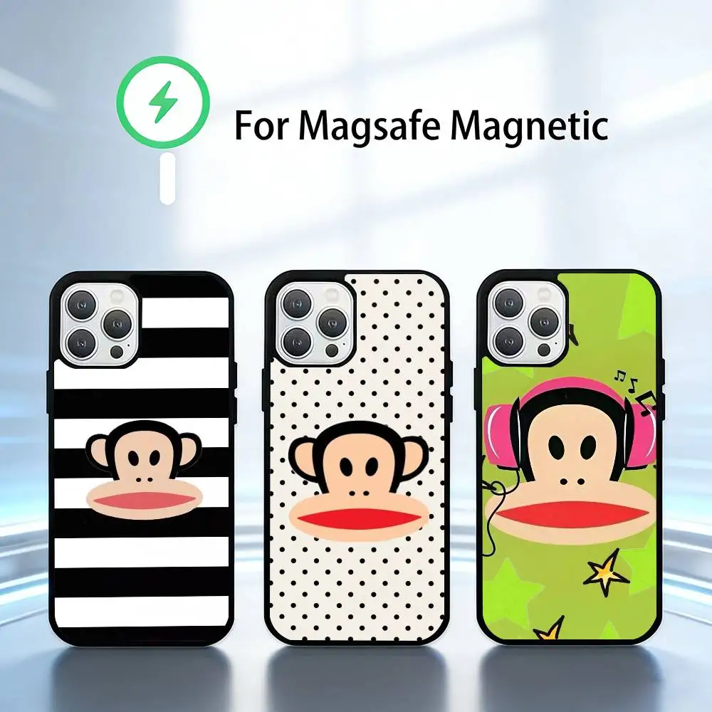 

Cute Fun American Brand P-Paul Frank Phone Case For iPhone17,16,15,14,13 Plus,Pro Max Magnetic For Magsafe Wireless Charging