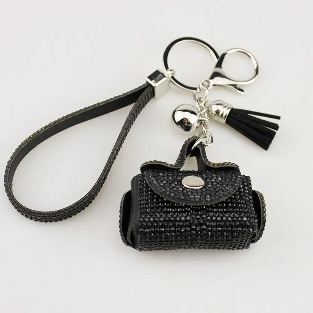 Portable Rhinestone Coin Purse Leather Soft Keychain Pendant Cute Mini Bag Charms