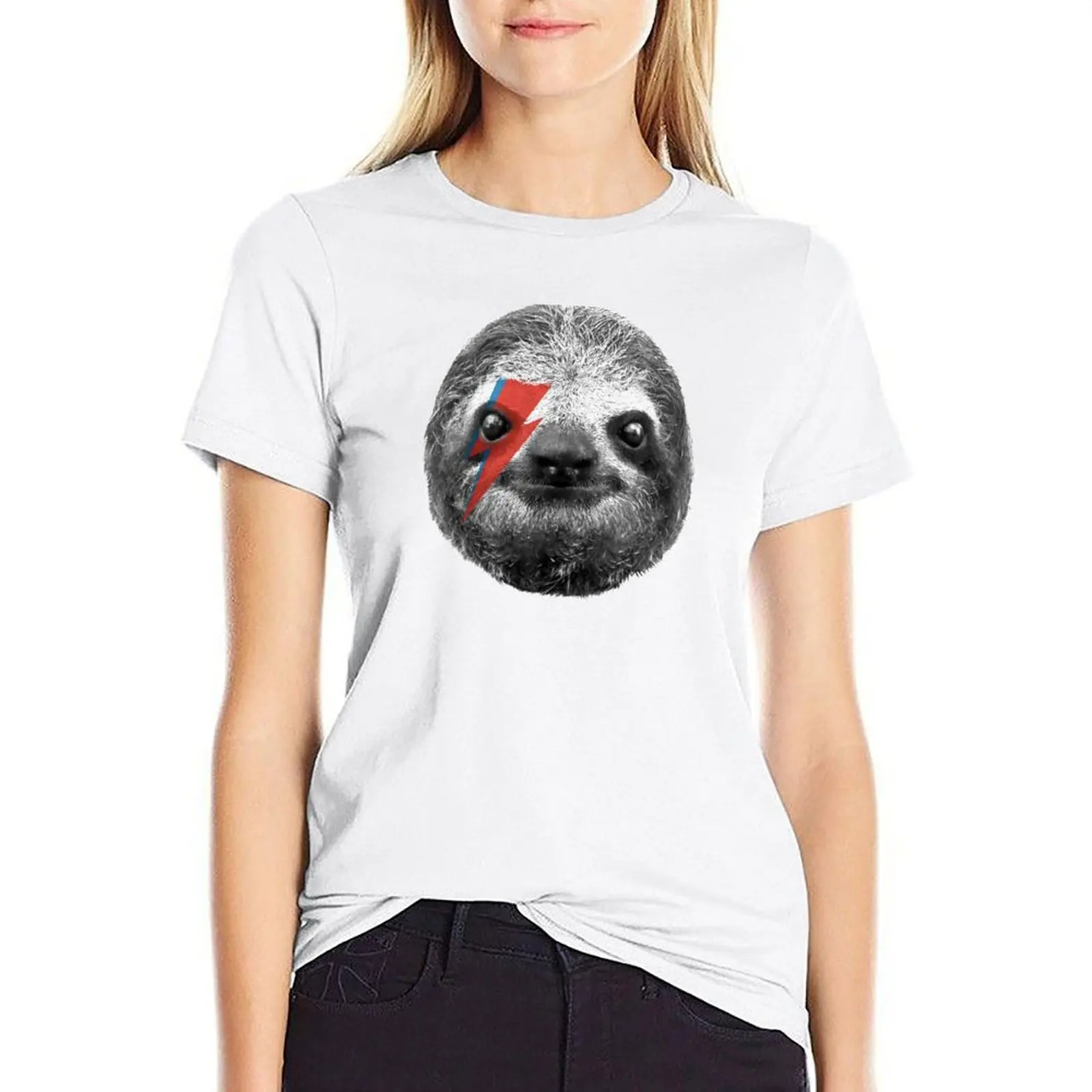 Bowie Sloth T-shirt funny vintage clothes cute t-shirts for Women