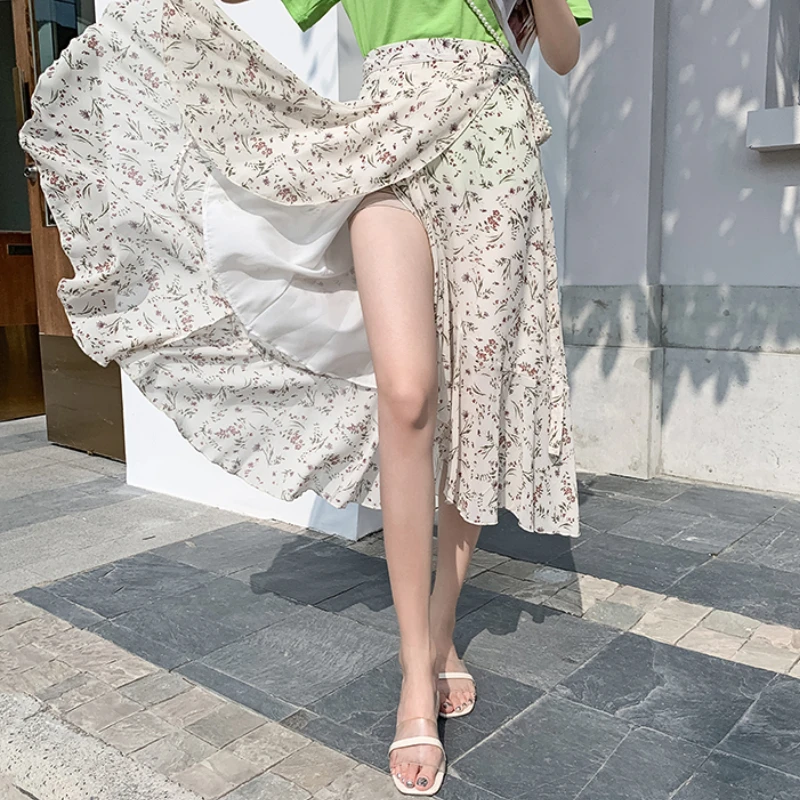 Ladies Fashion Casual One Piece Form Floral Skirt Women Clothes Girls Beach Vacation Skirts Female Outerwear Clothes BPAK3506