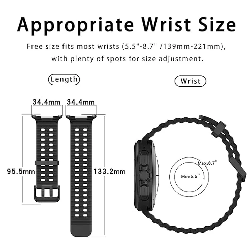 Smartwatch Strap for Samsung Galaxy Ultra 47mm Watch Band Watchband Adjustable Breathable Soft Waterproof Thick Silicone Sport