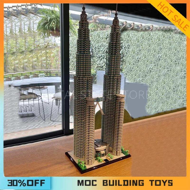 5839PCS Customized Petronas Towers 1:800 Scale Building Blocks Technology Bricks Creative Assembly Education Toy Holiday Gifts