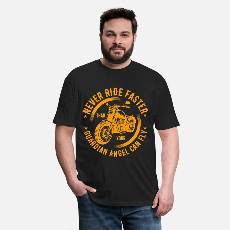 

0415 Never ride faster Funny Motorcycle Gift t shirt for Cafe Racer Full Of Spee Graphic clothes 100% cotton All size Tops