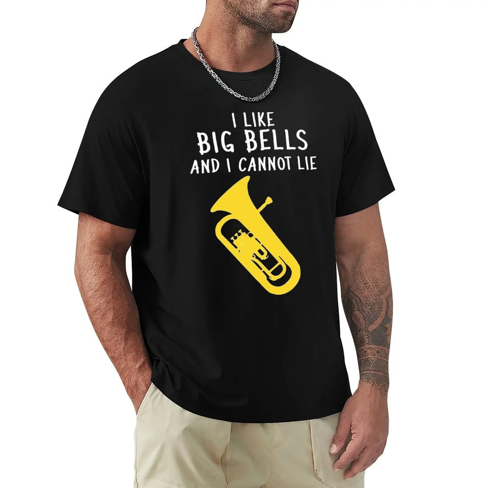 Euphonium - I like big bells and I cannot lie, funny Euphonium/ Baritone gift idea T-shirt for a boy mens white t shirts