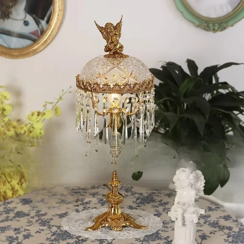 French Retro Crystal Angel Desk Lamp