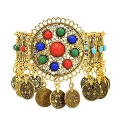 Indian Vintage Metal Coin Tassel Bracelets for Women Boho Acrylic Statement Bracelet Ethnic Party Afghan Gypsy Jewelry Gift
