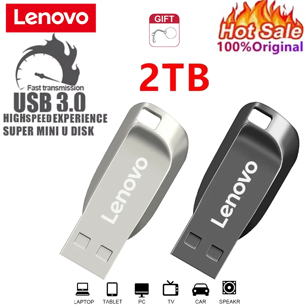 Lenovo 2 ТБ Usb 3.0 Флэш-накопители Высокоскоростной металлический флэш-накопитель 1 ТБ 256 ГБ Портативный USB-накопитель Водонепроницаемый Memoria 512 ГБ USB-накопитель