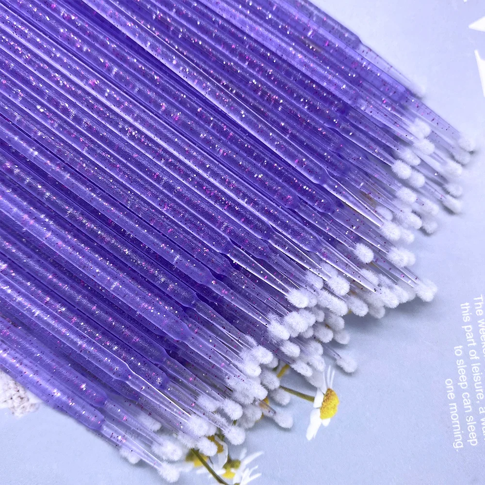 300/500 個クリスタルラッシュクリーニングブラシラッシュエクステンションマイクロ綿棒ラッシュ除去綿棒マスカラワンドアプリケーターメイクアップツール