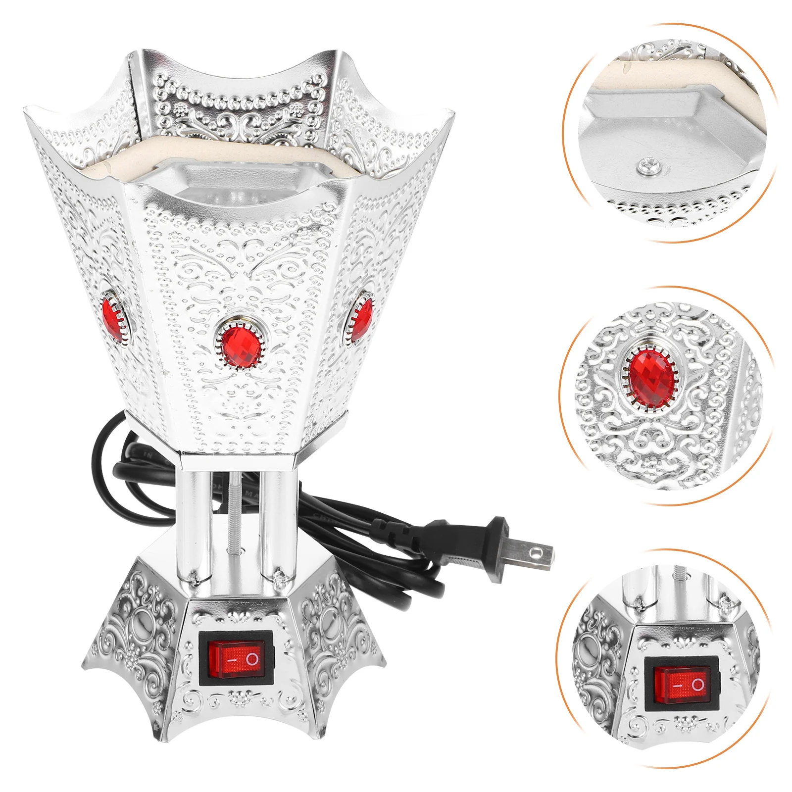 

Electric Incense Burner Desktop Vintage Iron Electric Censer Plug-in Table Centerpiece Aroma Therapy Home Decor Gift