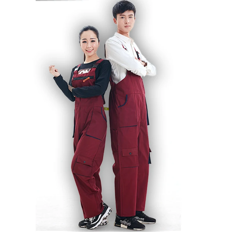 Bib Overalls Men Women Work Clothing Plus Size Protective Coveralls Strap Jumpsuits with Pockets Uniforms Sleeveless Pants 4 Col