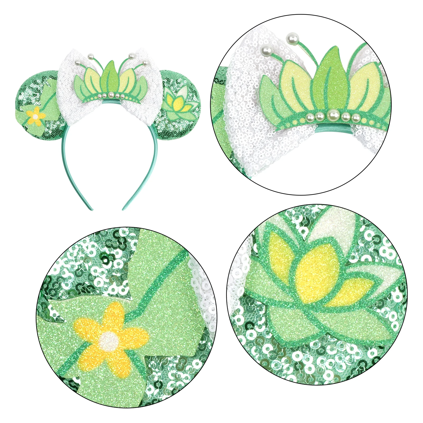 Princesse et la grenouille Mickey Mouse Tiana bandes de cheveux sur le thème pour femmes enfants paillettes oiseau arc bandeau féminin chapeaux accessoire